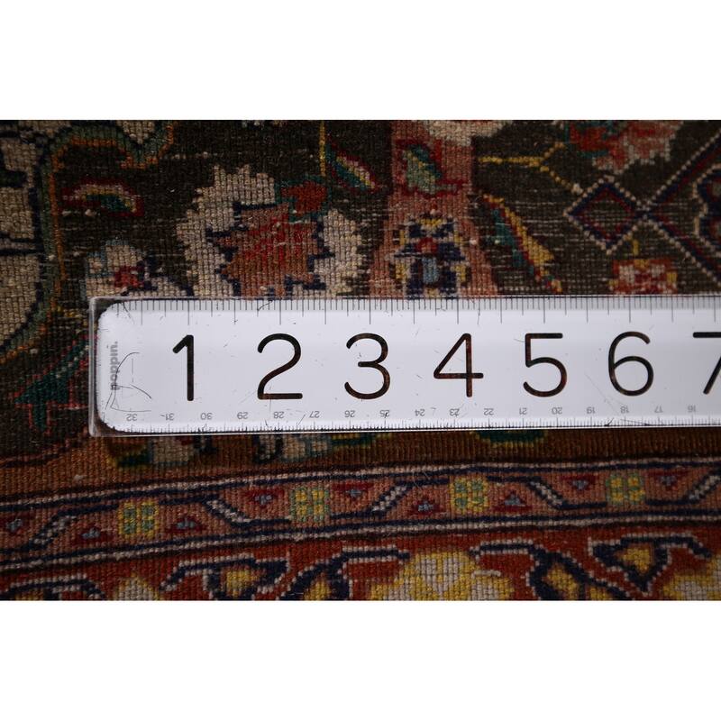 Hand Knotted Oriental 100% Wool Carpet Traditional Floral Beige & Ivories Tabriz Area Rug - 9' 2'' X 6' 3''