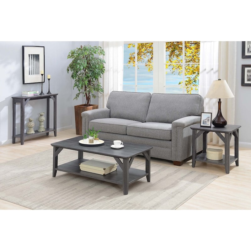 Rustic Transitional End Table with Shelf, Two Tier Storage and Tapered Legs, Woodgrain Accent Side Table for Any Room - 22