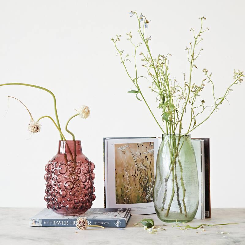 Glass Vase with Raised Dots