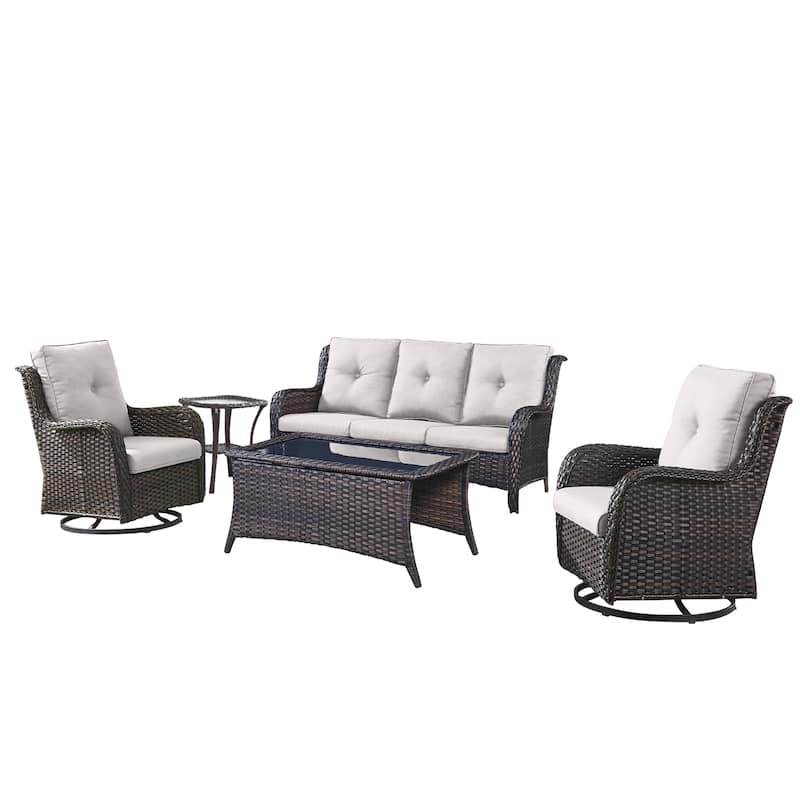 Pocassy Outdoor 4 Inch Sofa Swivel Chairs Table