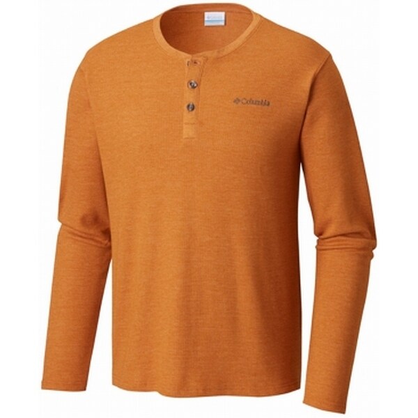 Orange henley men's shirt Clearance