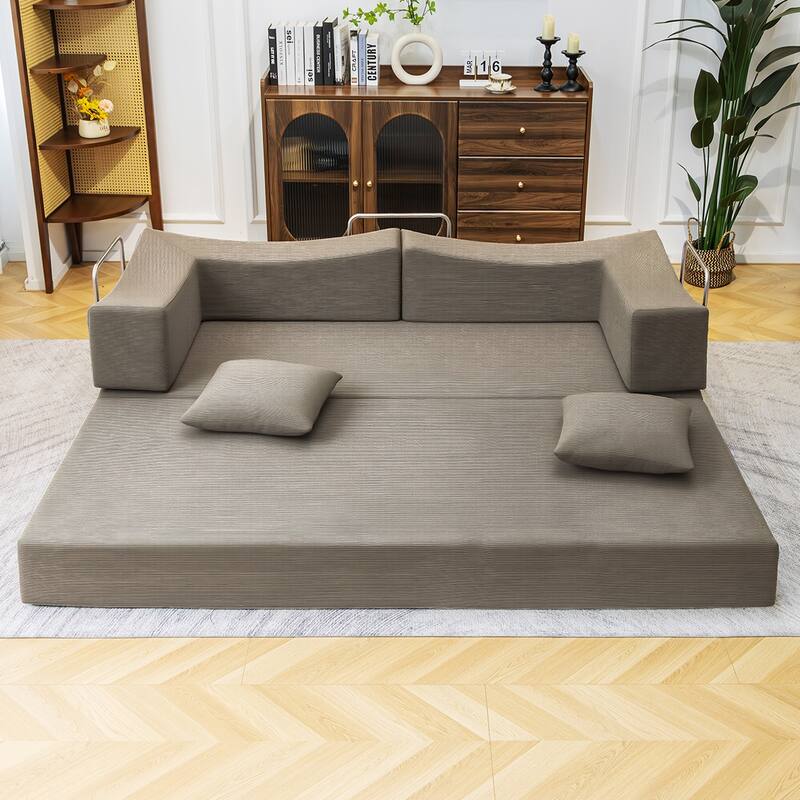 2-in-1 Convertible Sofa Bed, Memory Foam Mattress, No Assembly, Space-Saving for Living Room, Bedroom