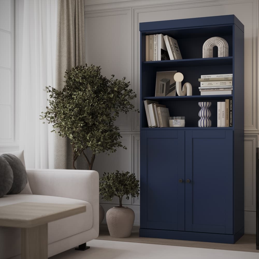 Palace Imports 100% Solid Wood 6-Shelf Bookcase, Shaker Doors, Adjustable Shelves, 32" Wide, 71.5" Tall