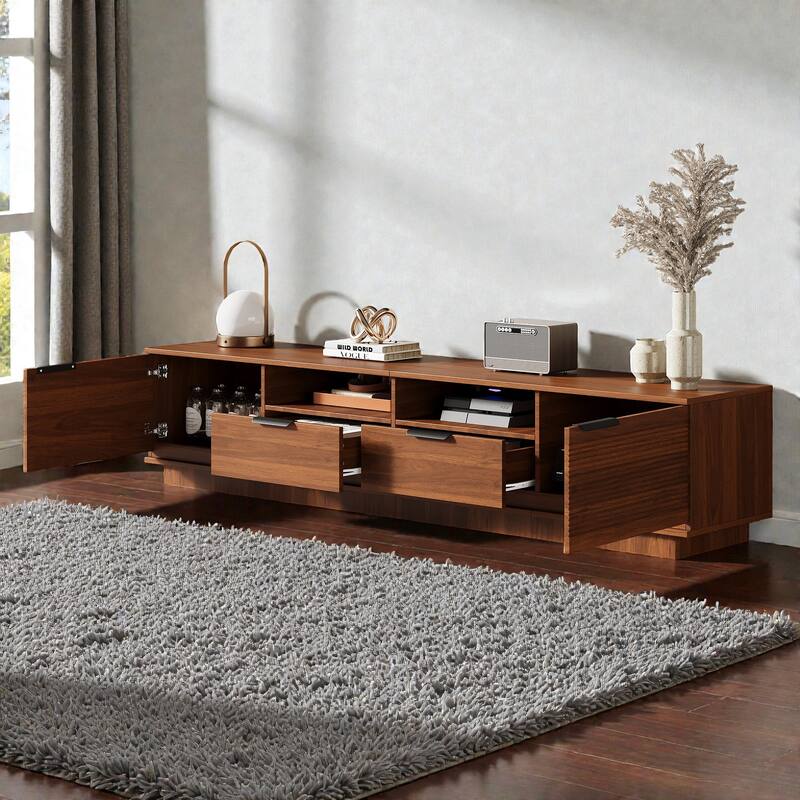 78.7" Modern TV Stand for TVs up to 85 Inch, Low Profile Entertainment Center with Deep Drawers, Cable Management