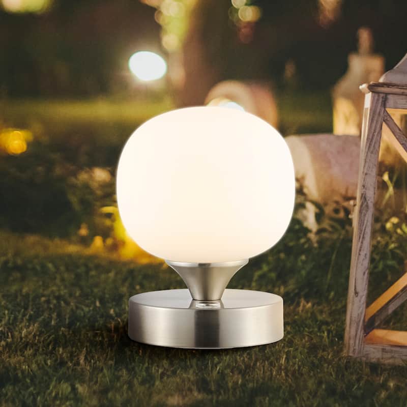 Zoe 6.13" Bohemian Farmhouse Iron Wireless Rechargeable Integrated LED Table Lamp, Oil Rubbed Bronze/White by JONATHAN Y
