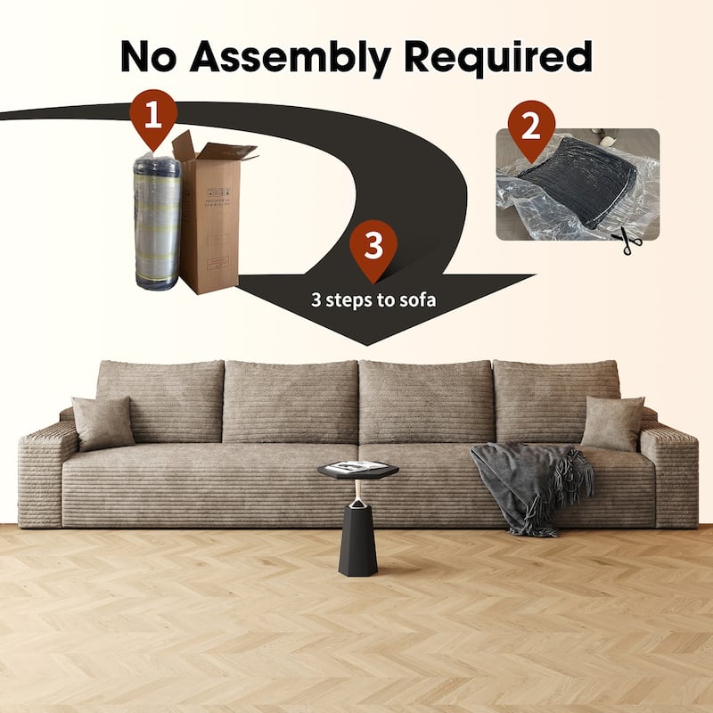 140-in Casual Camel 4 -seater Reclining Sectional - 8' x 10'