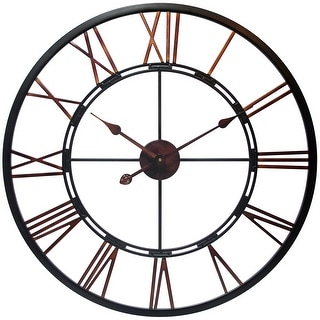 Metal Fusion Black and Bronze Large Open Face 28 inch Wall Clock by Infinity Instruments - 28 x 1.5 x 28