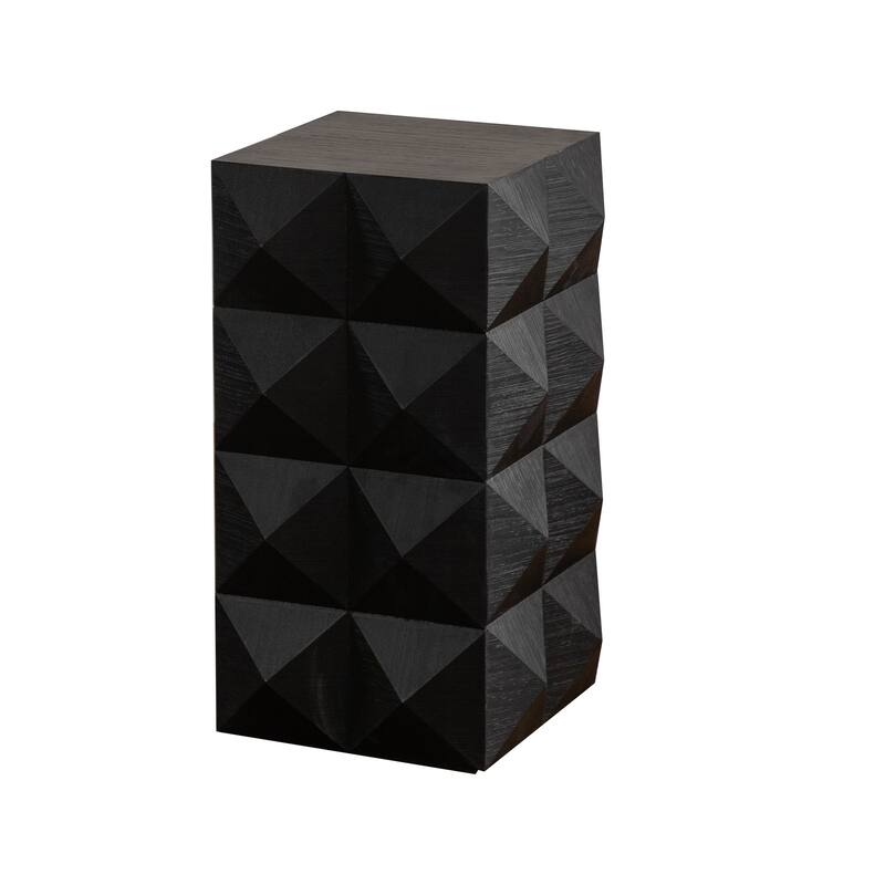 GDFStudio Zephyrus Ash Wood Side Table with 3D Embossed Pattern Design
