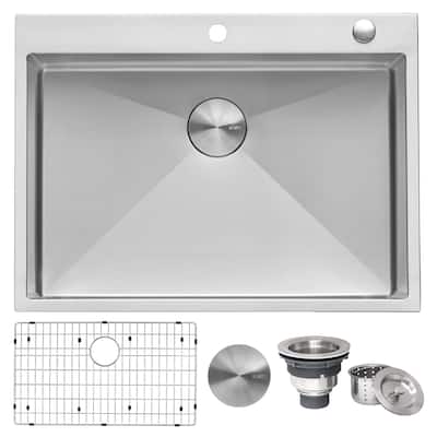 Ruvati 27 x 20 inch Drop-in 16 Gauge Stainless Steel Topmount Kitchen Sink Single Bowl - RVH8017