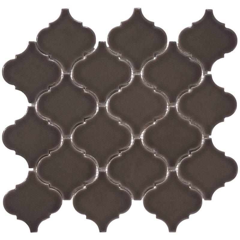 Arabesque 3.3" x 3.4" Porcelain Glossy Mosaic Tile - 5 sheets (4.20 sf) - Brown
