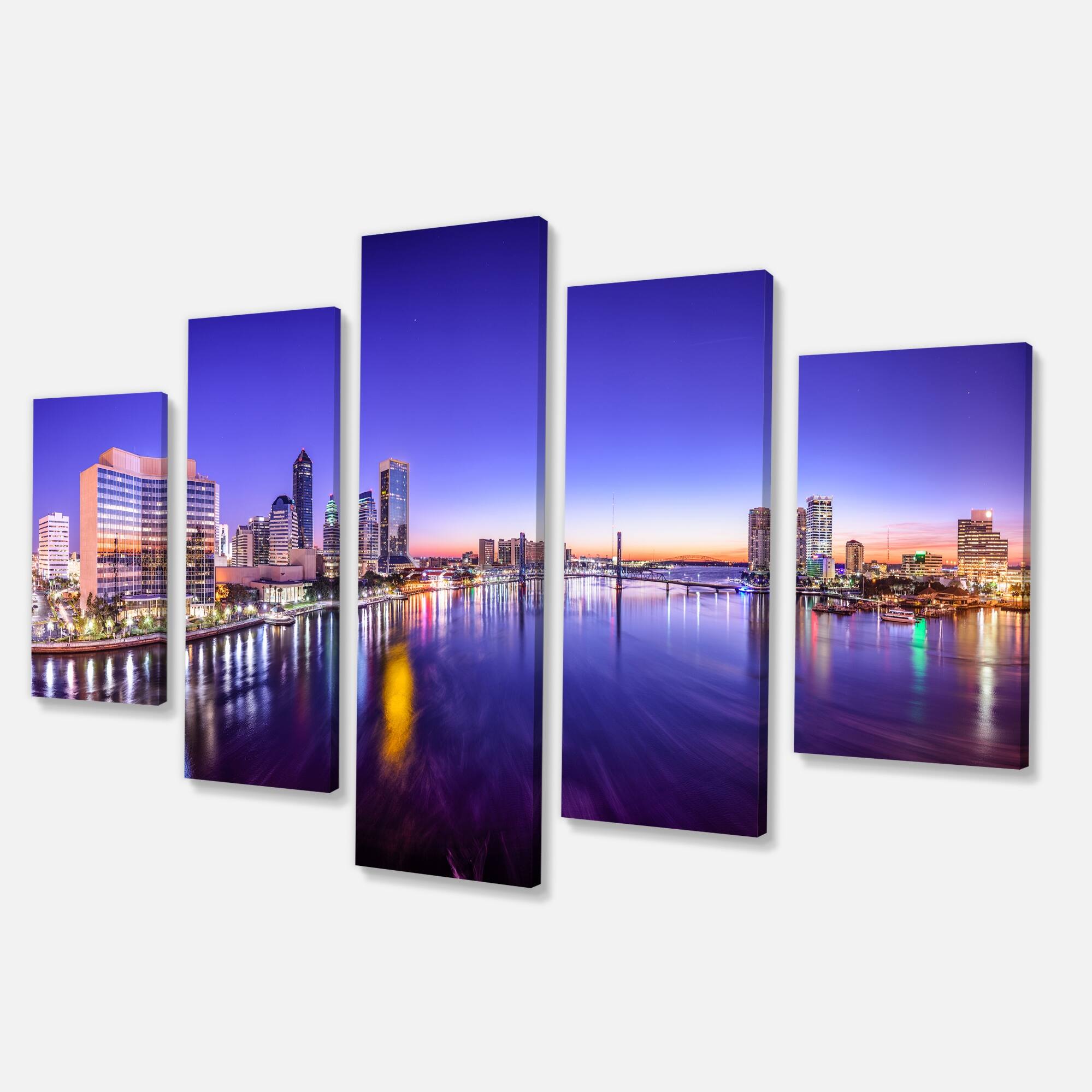 Designart "Jacksonville Florida City Cityscape" Photography Canvas Art