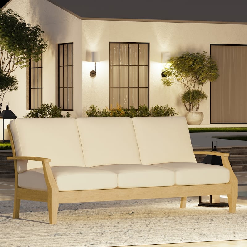SAFAVIEH Couture Martinique Wood Patio Sofa - 82"W x 35"D x 32"H