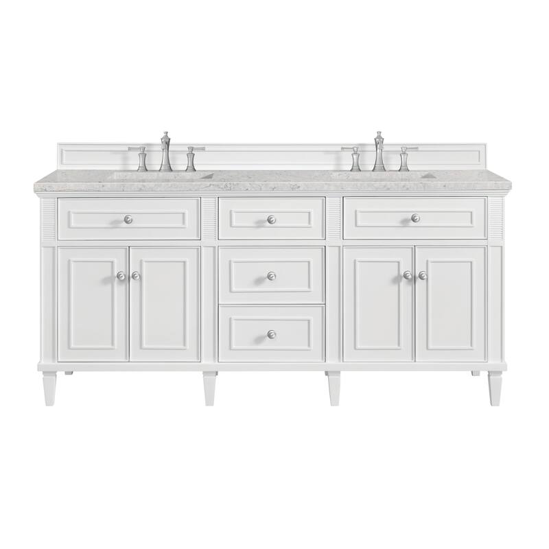 James Martin Vanities 424-V72-3EJP Lorelai 72" Double Basin Wood - Bright White - Painted