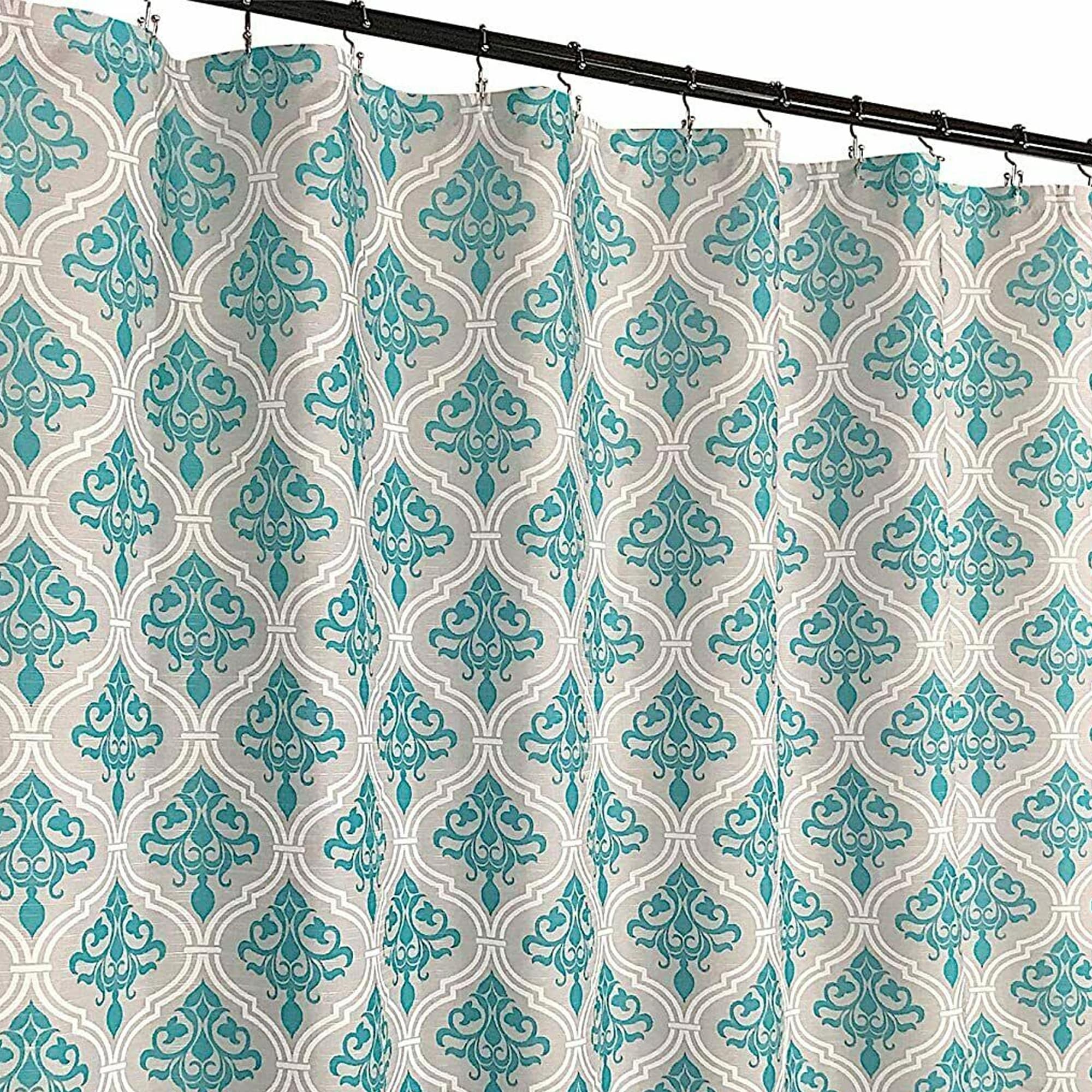Teal fabric on sale shower curtain