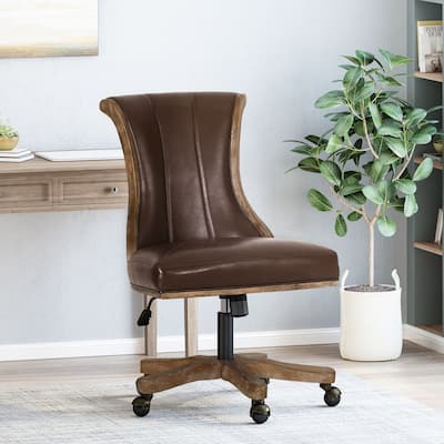 Coulee Upholstered Roll Back Swivel Office Chair by Christopher Knight Home - 24.75" L x 27.75" W x 35.50-40.00" H