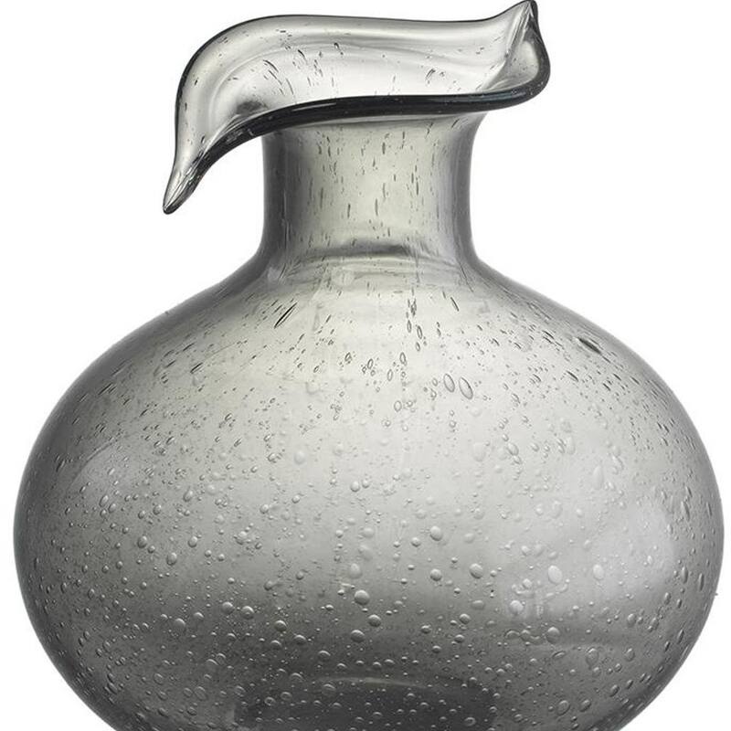9" Light Gray Bubble Glass Round Table Vase - 8.10