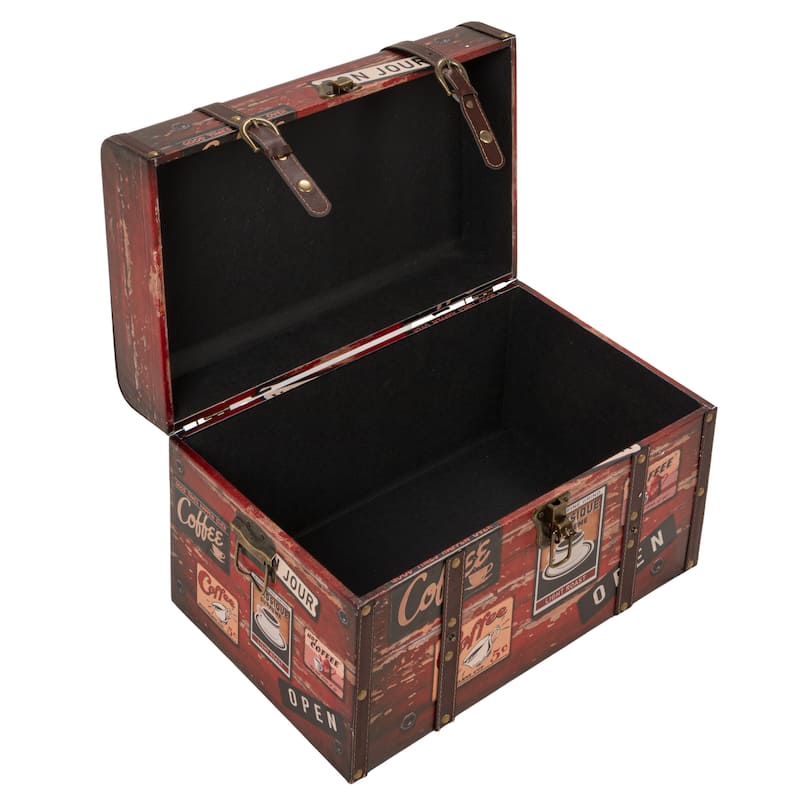 Household Essentials Decorative Trunk with Leather and Metal Accents & Hinged Lid - 11.4"L x 18.5"W x 11.4"H