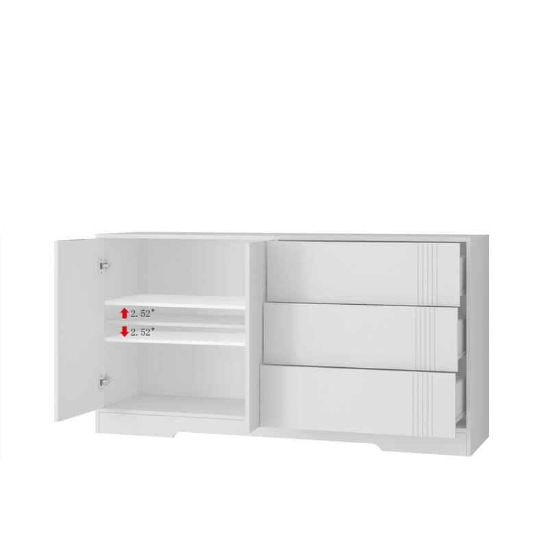Modern Sideboard Buffet Cabinet with 3 Large Drawers, Living Room Accent Cabinet Entryway Storage Cabinet