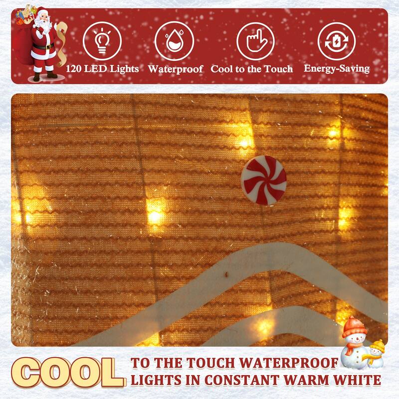 VEIKOUS 5 ft. Gingerbread Man Stake Christmas Holiday Decoration with Warm White LED