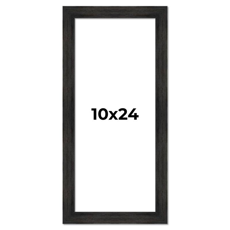 10x24 Black Rustic Wide Barnwood Picture Frame - UV Acrylic, Foam Board Backing, Hanging Hardware - Holds 10x24 Photo