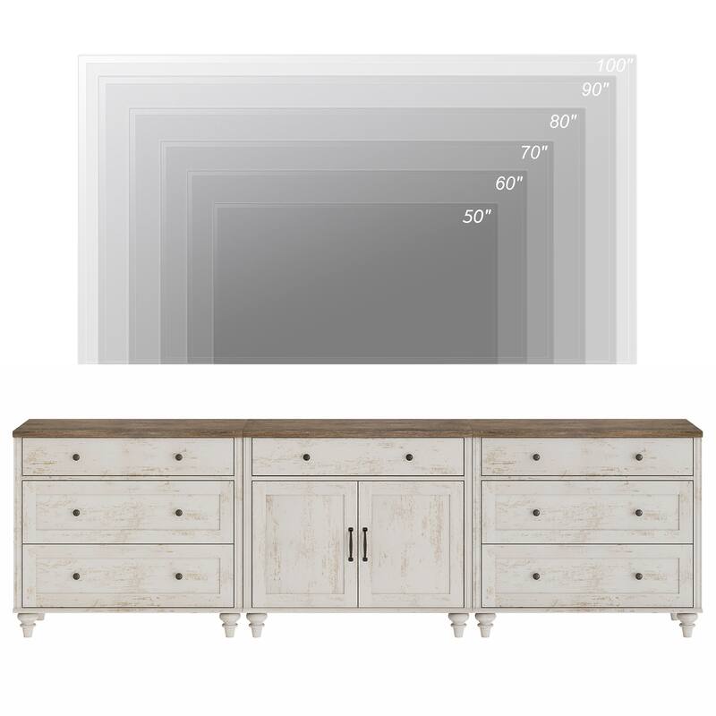 Farmhouse TV Stand with Doors and Drawer﻿