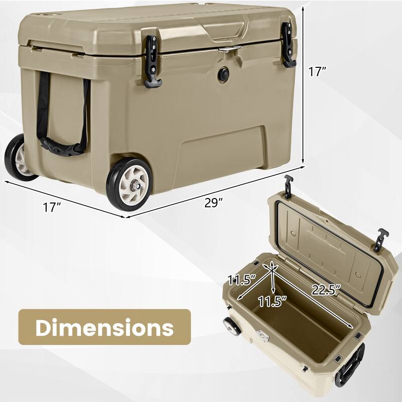 Gymax 52 Quart Portable Hard Cooler w/6-Day Ice Retention Pull Handle