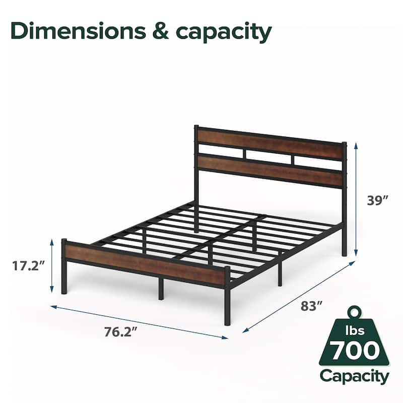 Priage by ZINUS Brown Bamboo and Metal Platform Bed Frame - King