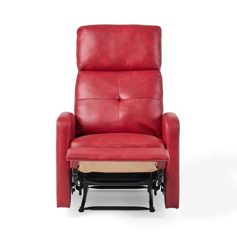 Roomfitters Elegant Contemporary PU Leather Recliner, Stylish Recliner Chair for Living Room or Bedroom, Red