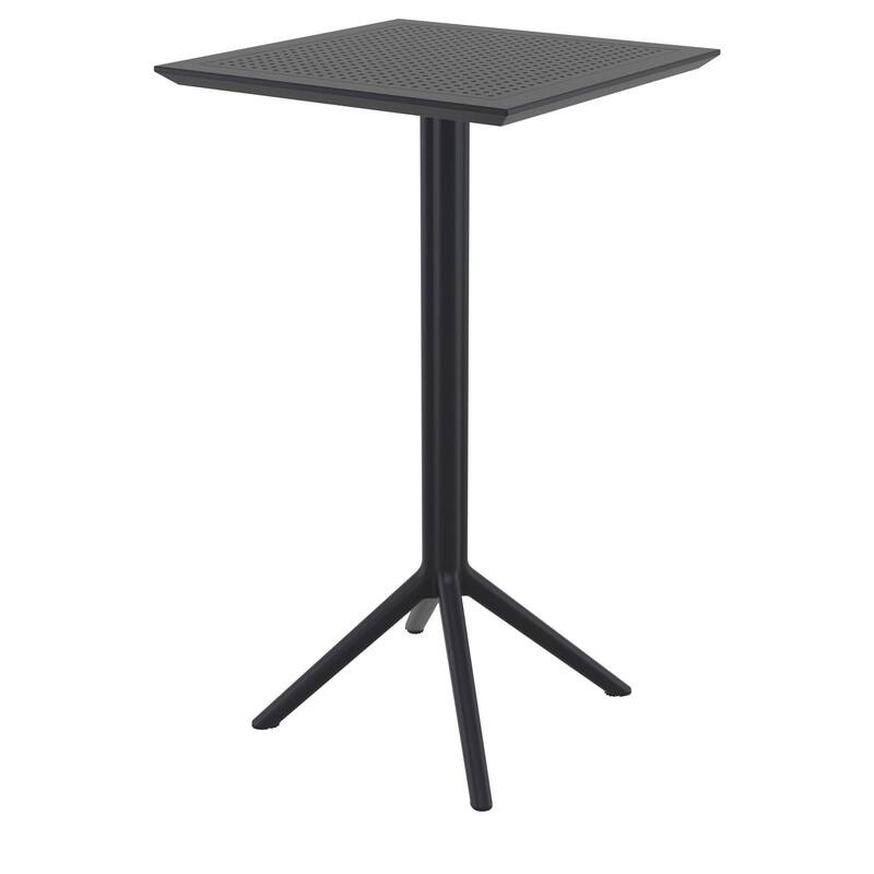 42.5" Black Folding Square Outdoor Patio Bar Table