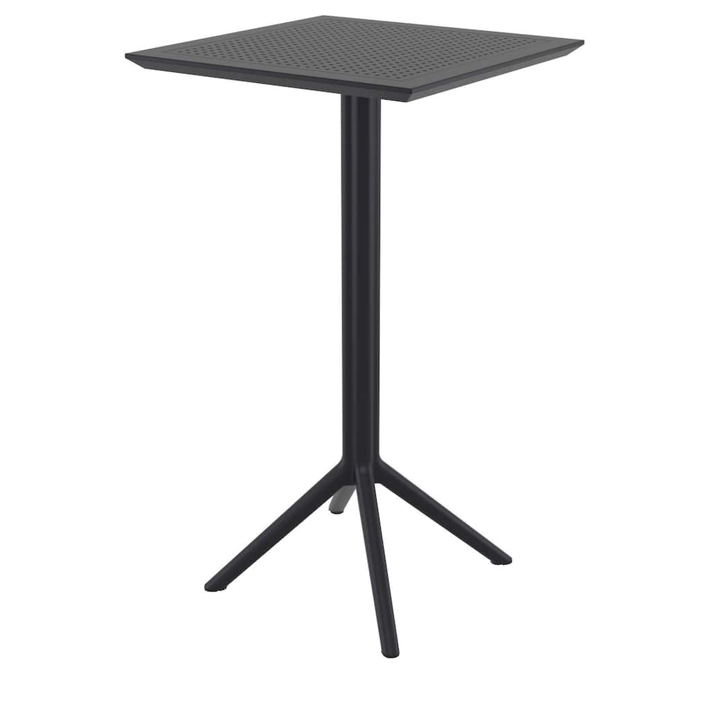 42.5" Black Folding Square Outdoor Patio Bar Table