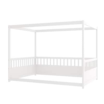 Full Size Canopy Bed Frame with Guardrails