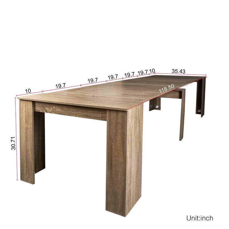 GDF Studio - Lalia Modern Multifunctional Extendable Dining Table with Storage Panels - 118.11"