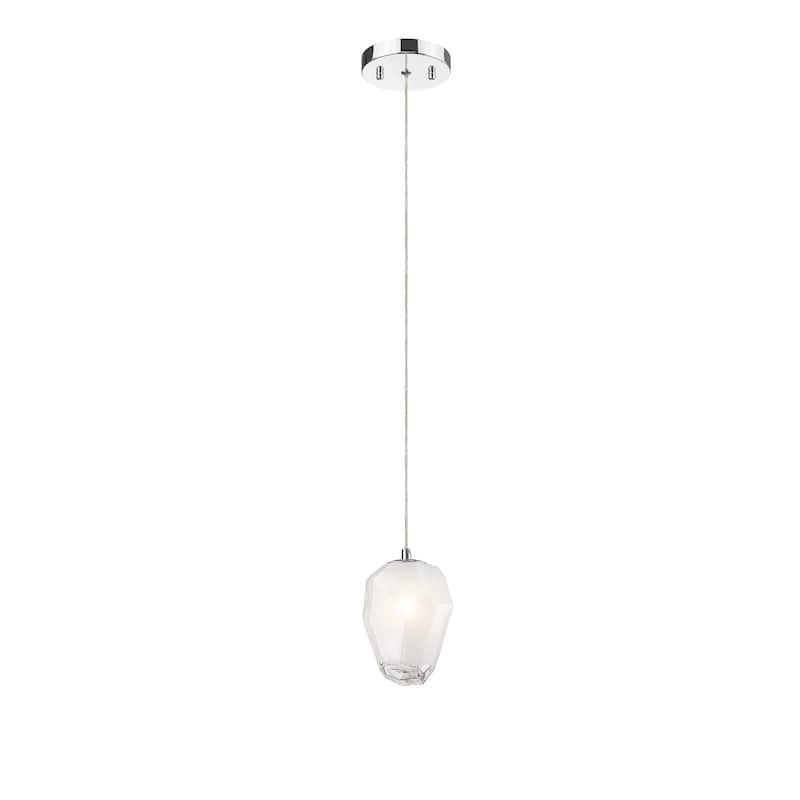 1-Light Chrome Pendant With A White Glass Shade