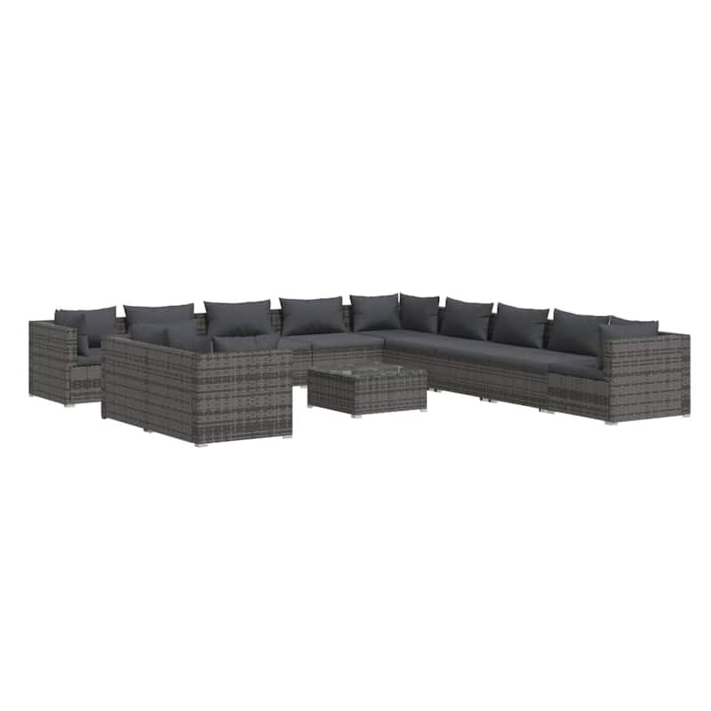 vidaXL Patio Lounge Set Outdoor Sectional Sofa Set Table Garden Poly Rattan - 27.6" x 27.6" x 23.8"