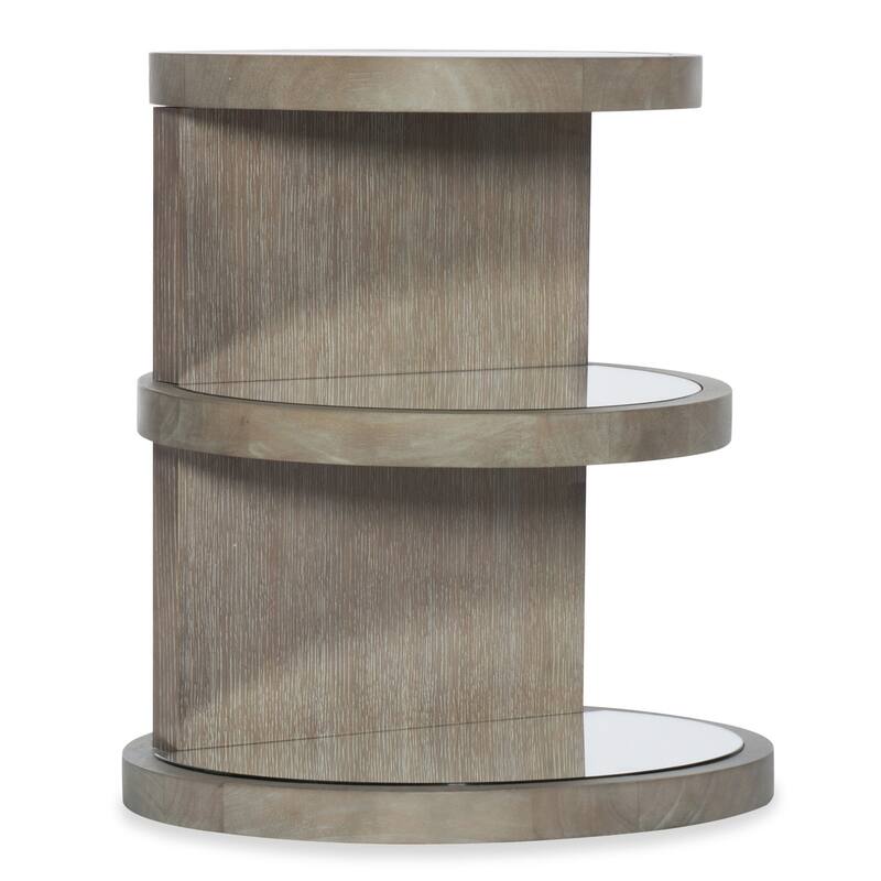Hooker Furniture 22-1/4" Diameter Mirrored Top Oak and Rubberwood End - Greige