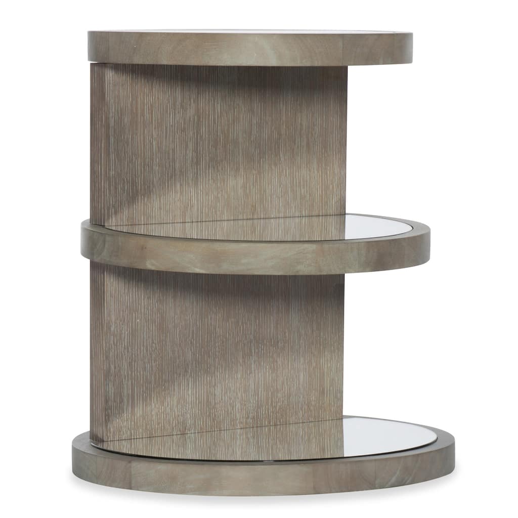 Hooker Furniture 22-1/4" Diameter Mirrored Top Oak and Rubberwood End