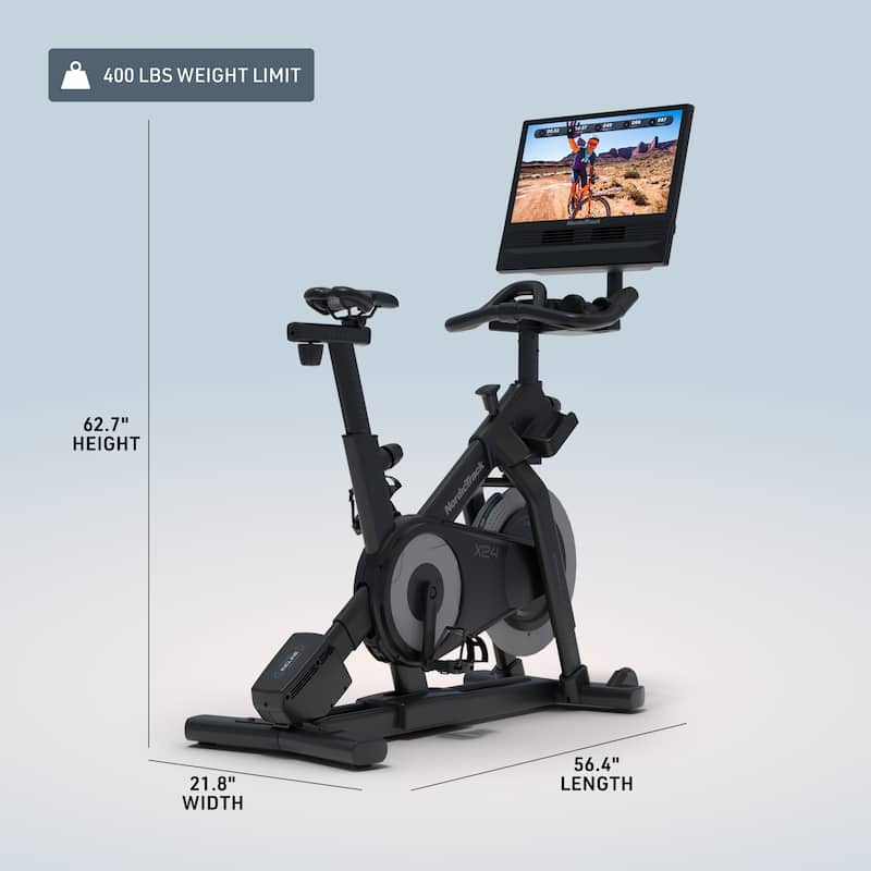 NordicTrack X24 Bike with 20% Incline to -10% Decline and Pivoting 24" Touchscreen for a Best-In-Class Cycling Experience