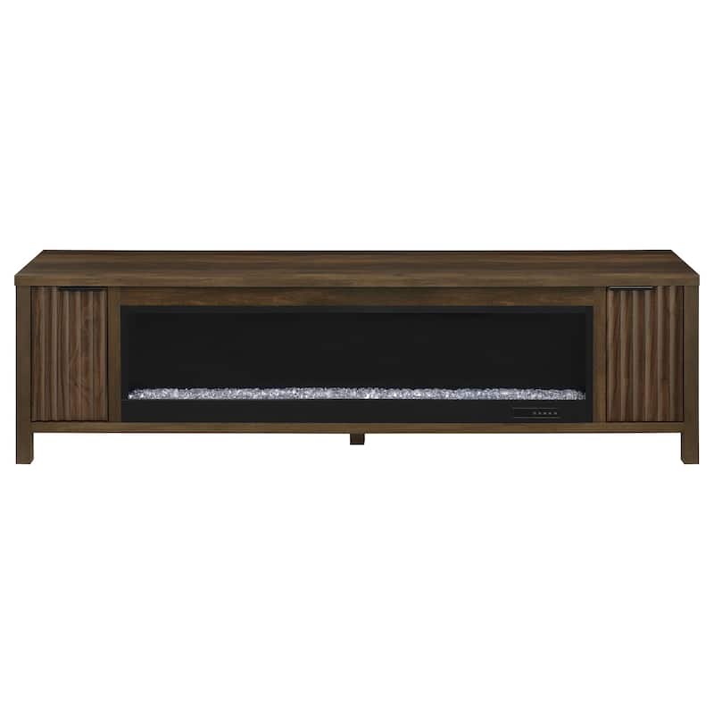 Carey 79-Inch TV Stand Fireplace Media Console Dark Pine