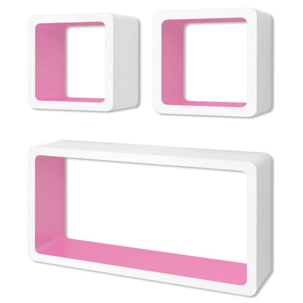 vidaXL 6x Wall Cube Shelves White and Pink Display Hanging Storage Bookcase