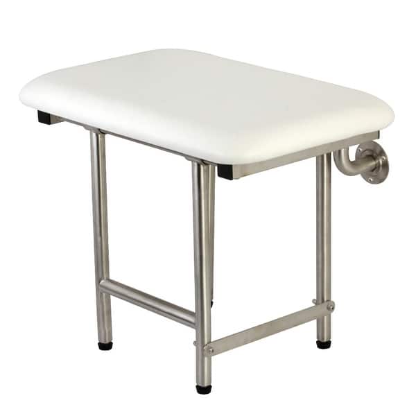 slide 2 of 4, Adascape 22" x 16" Bariatric Wall Mount Folded Shower Seat with Additional Floor Supports Brushed Stainless Steel