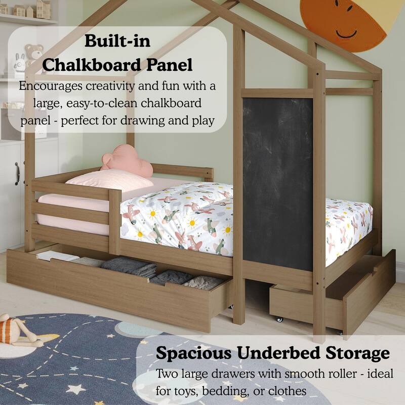 CraftPorch Mid-Century Wooden Canopy Bed