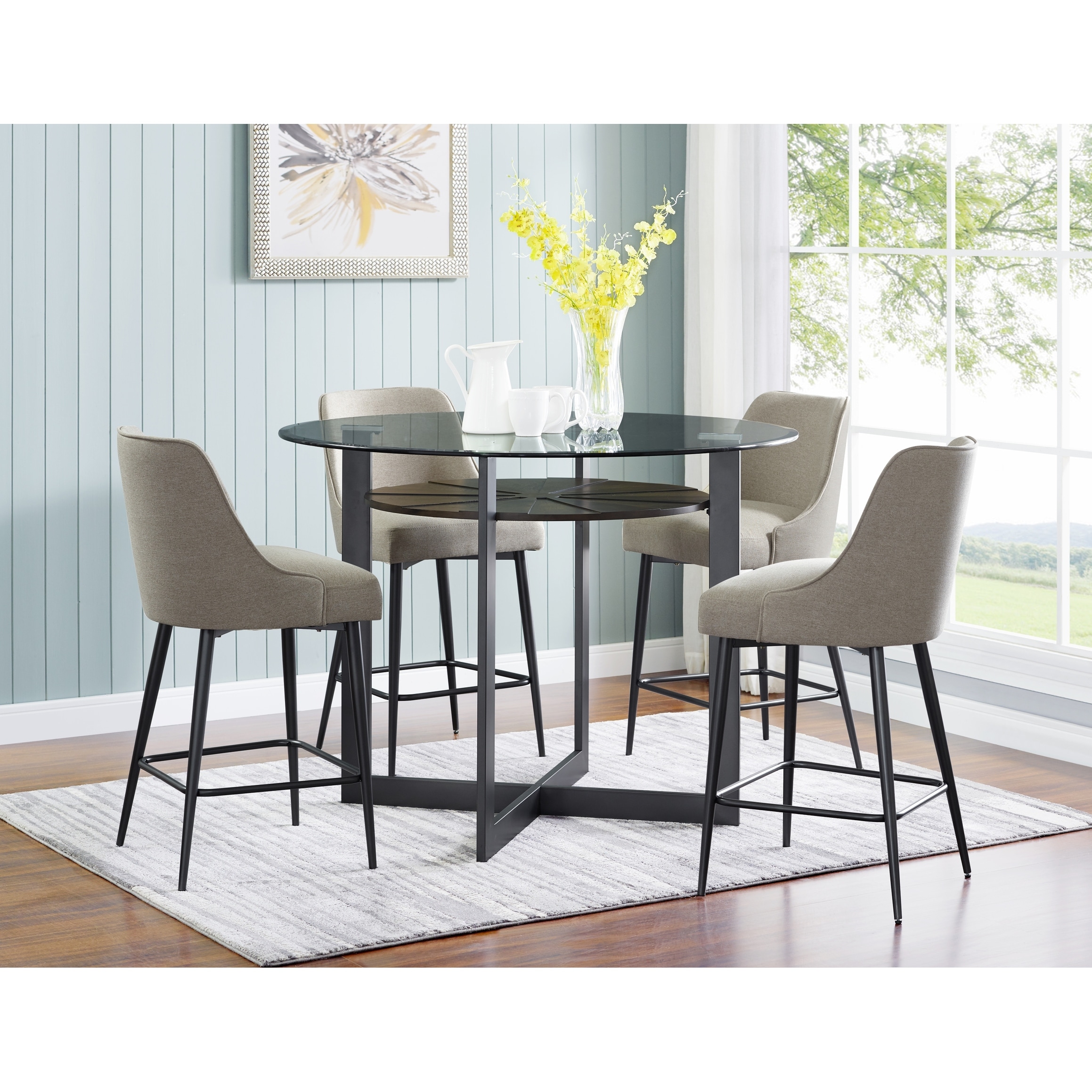 High top glass dining table deals