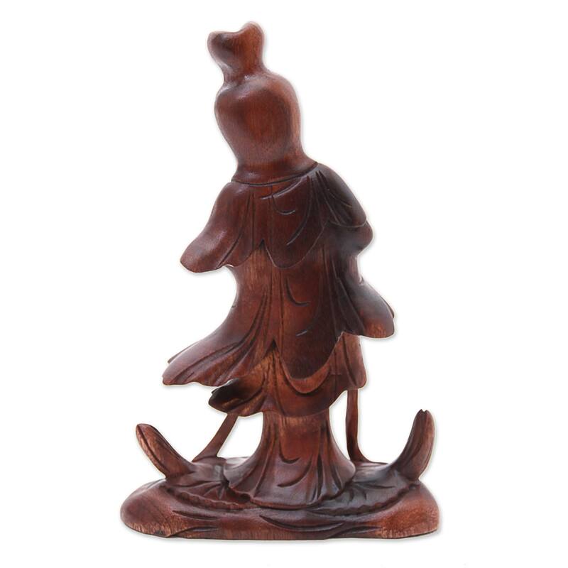 Novica Handmade Goddess Kwan Im Wood Sculpture