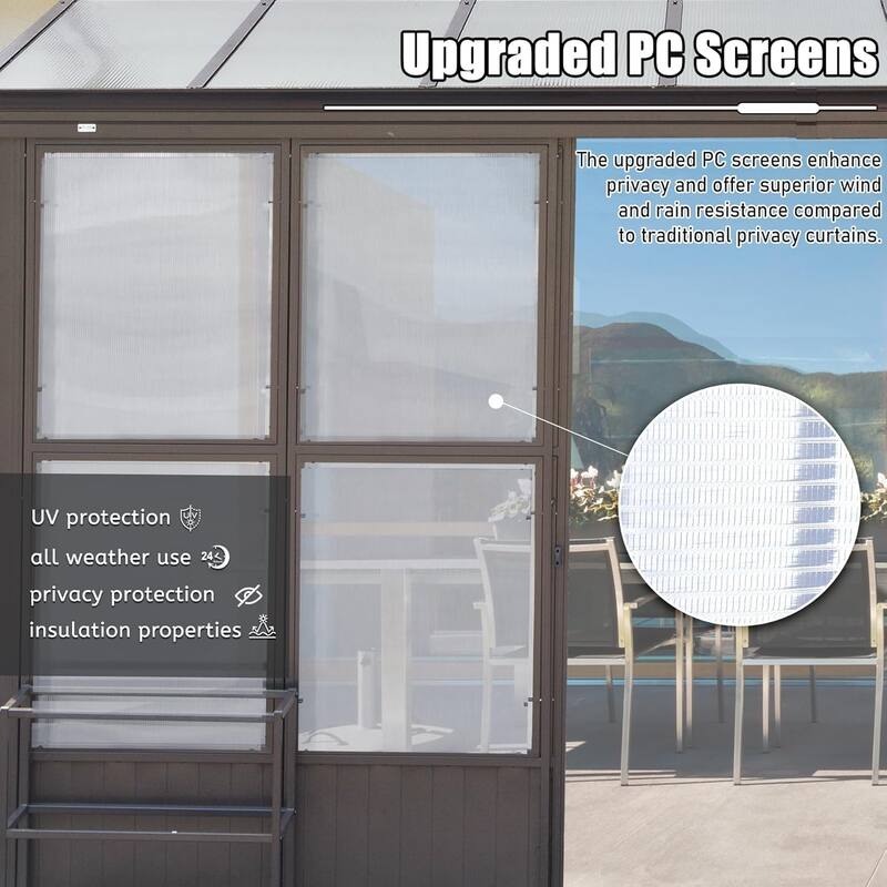 GDFStudio - Terry All-Season Aluminum Sunroom with Detachable Polycarbonate Panels and Lockable Sliding Doors