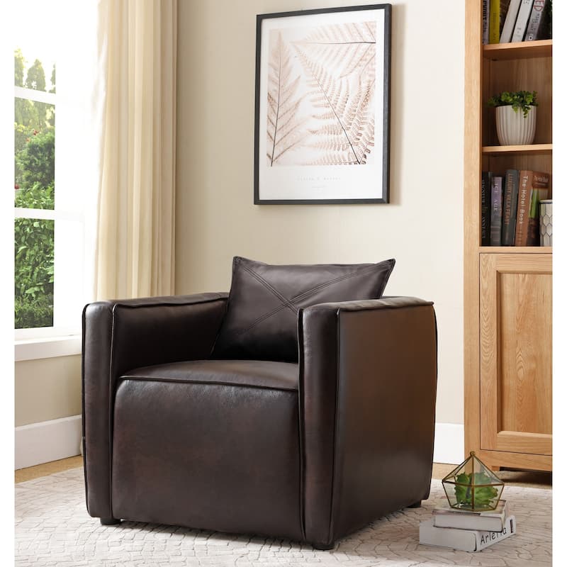 Jier Modern Breathable Vinyl Padded Accent Chair by Furniture of America - Brown