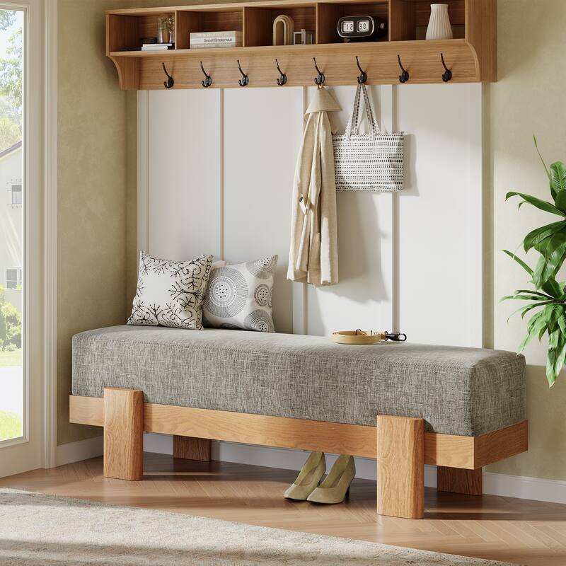 Upholstered Entryway Bench, Modern Shoe Bench, End of Bed Stool Accent Seat for Bedroom, Entrance, Living Room