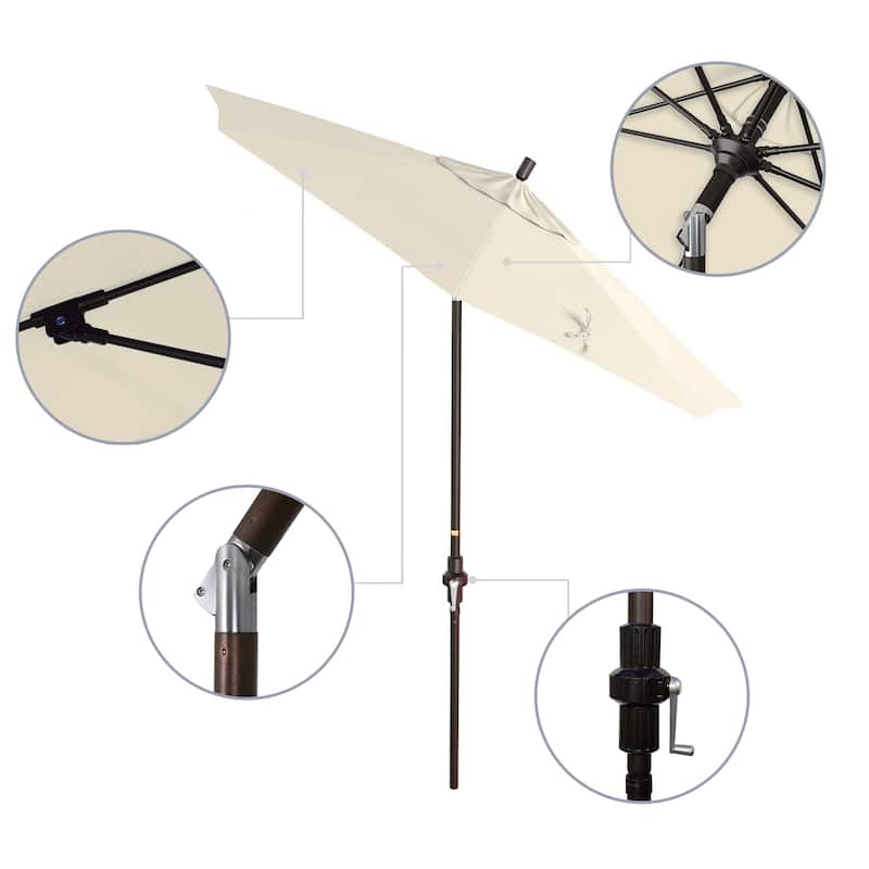 California Umbrella 75' Sun Master Patio Umbrella Bronze Aluminum Pole Fiberglass Ribs Crank Lift Tilt Pacifica