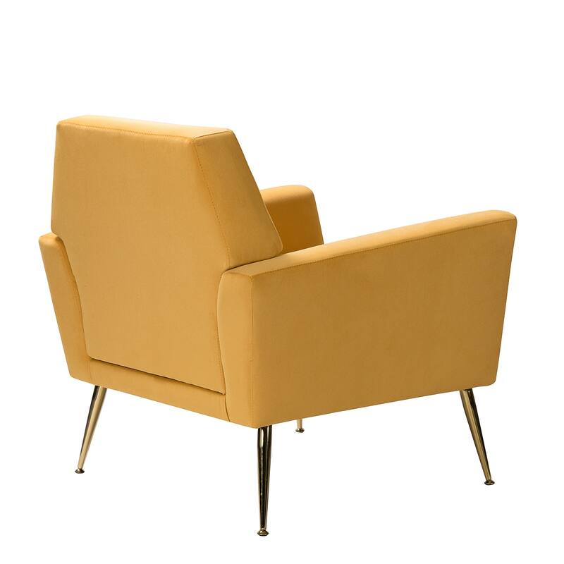 Lilia Contemporary Velvet Upholstered Tufted Back Armchair with Metal Golden legs by HULALA HOME