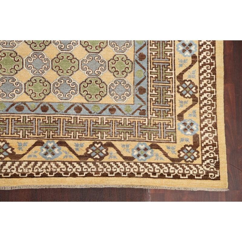 Vegetable Dye Khotan Oriental Wool Area Rug Hand-knotted Office Carpet - 6'4" x 9'4"