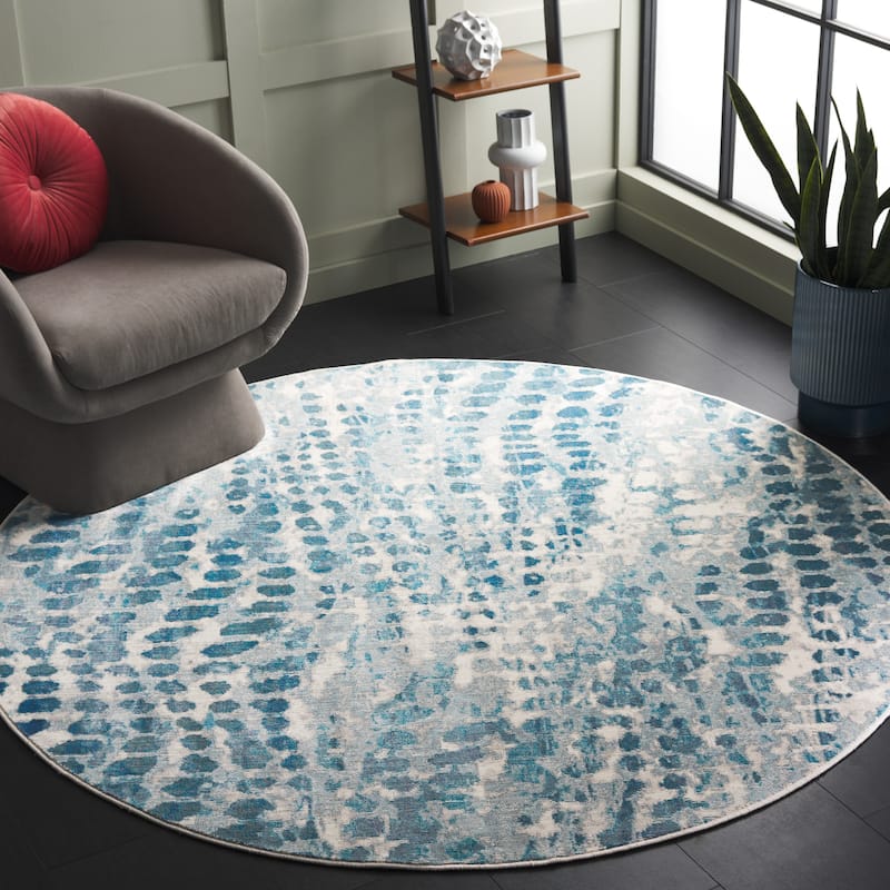 SAFAVIEH Aria Elfgund Vintage Boho Oriental Rug - 6'5" Round - Cream/Teal